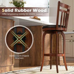 Costway Lot de 2/4 tabourets de bar pivotants 24/30" avec dossier, pieds en bois massif et repose-pieds pour bar domestique expresso et noir