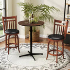 Costway Lot de 2/4 tabourets de bar pivotants 24/30" avec dossier, pieds en bois massif et repose-pieds pour bar domestique expresso et noir