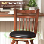 Costway Lot de 2/4 tabourets de bar pivotants 24/30" avec dossier, pieds en bois massif et repose-pieds pour bar domestique expresso et noir