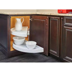 Rev-A-Shelf 31 Tablettes coulissantes demi-lune pour armoires d'angle aveugles de cuisine/salle de bain, organiseur coulissant à 2 tablettes avec quincaillerie, blanc, 6882-31-11-570