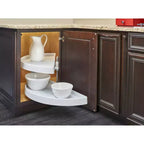 Rev-A-Shelf 31 Tablettes coulissantes demi-lune pour armoires d'angle aveugles de cuisine/salle de bain, organiseur coulissant à 2 tablettes avec quincaillerie, blanc, 6882-31-11-570