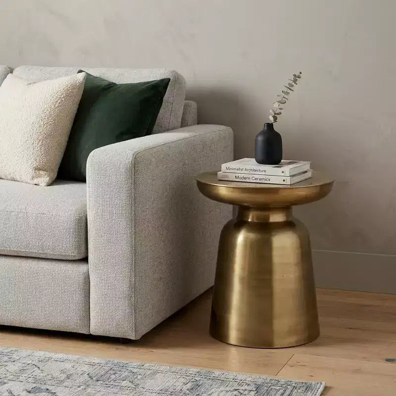 HomeRoots Table d'appoint ronde en fer doré 19