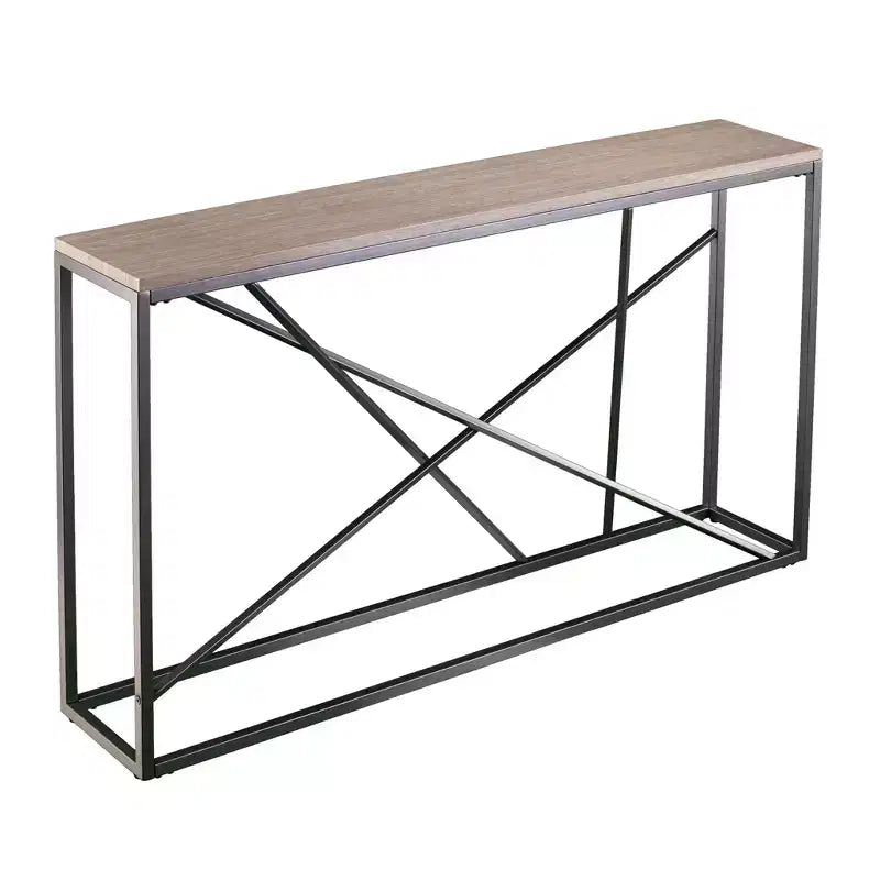 HomeRoots 52 Taupe and Gray Faux Stone Frame Console Table