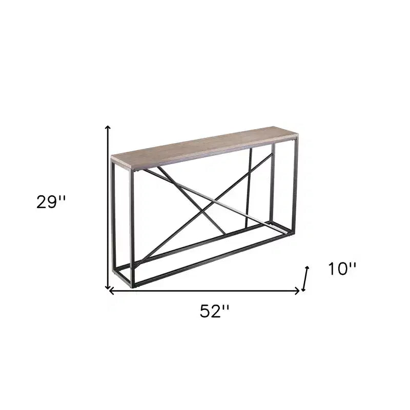 HomeRoots Console avec plateau en similicuir et cadre en fausse pierre, 52", taupe et gris