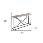 HomeRoots Console avec plateau en similicuir et cadre en fausse pierre, 52", taupe et gris