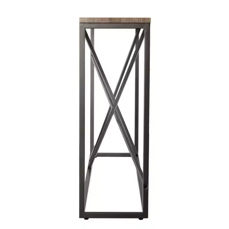 HomeRoots Console avec plateau en similicuir et cadre en fausse pierre, 52", taupe et gris