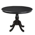 HomeRoots 42 Black Rounded Solid Manufactured Wood And Solid Wood Pedestal Base Dining Table