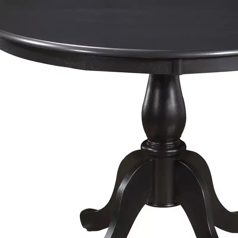 HomeRoots Table de salle à manger à piédestal HomeRoots 42, noire, ronde, en bois manufacturé et bois massif