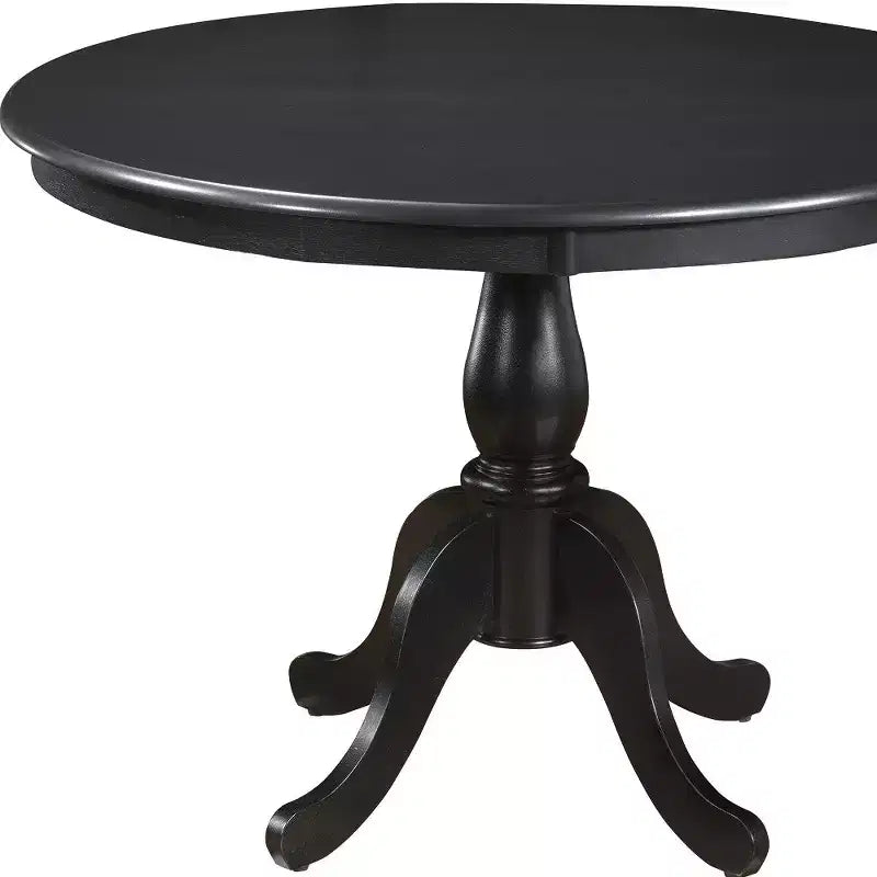 HomeRoots Table de salle à manger à piédestal HomeRoots 42, noire, ronde, en bois manufacturé et bois massif