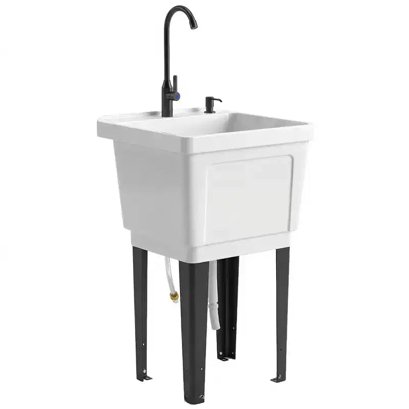 Évier utilitaire portable pour buanderie, bac à laver autoportant avec robinet, distributeur de savon et tuyaux