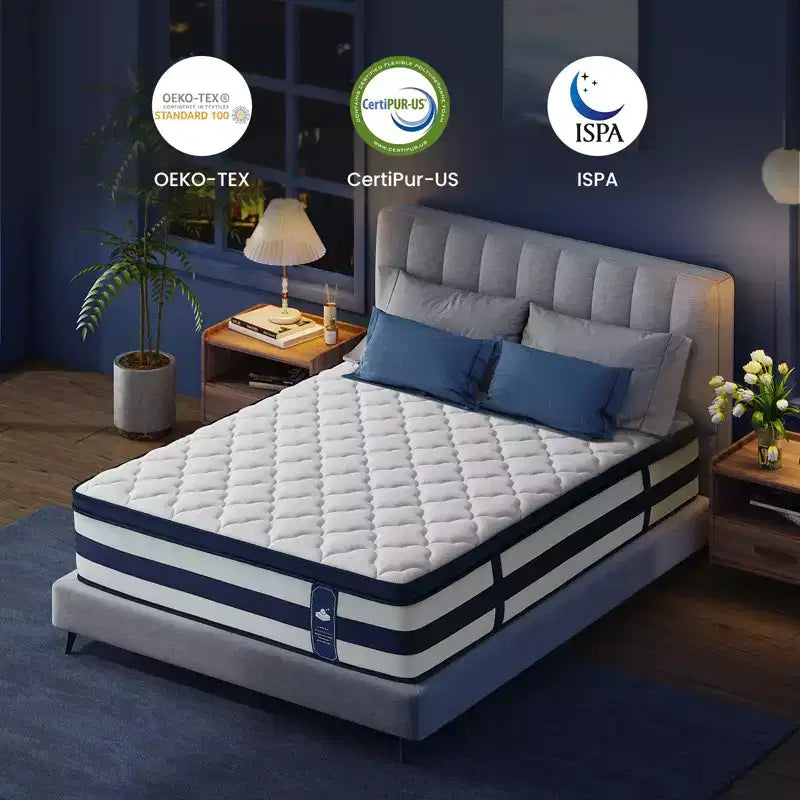 Resspry Matelas hybride à ressorts et mousse à mémoire de forme Gel de 35 cm, essai à domicile de 120 nuits, collection Apex