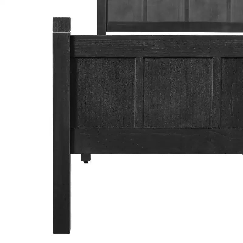 Cadre de lit double/grand lit/très grand lit avec tête de lit et pied de lit, lit plateforme de style ferme, support à lattes en bois, noyer - ModernLuxe