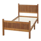 Cadre de lit double/grand lit/très grand lit avec tête de lit et pied de lit, lit plateforme de style ferme, support à lattes en bois, noyer - ModernLuxe