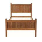 Cadre de lit double/grand lit/très grand lit avec tête de lit et pied de lit, lit plateforme de style ferme, support à lattes en bois, noyer - ModernLuxe