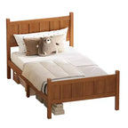 Cadre de lit double/grand lit/très grand lit avec tête de lit et pied de lit, lit plateforme de style ferme, support à lattes en bois, noyer - ModernLuxe