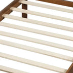 Cadre de lit double/grand lit/très grand lit avec tête de lit et pied de lit, lit plateforme de style ferme, support à lattes en bois, noyer - ModernLuxe