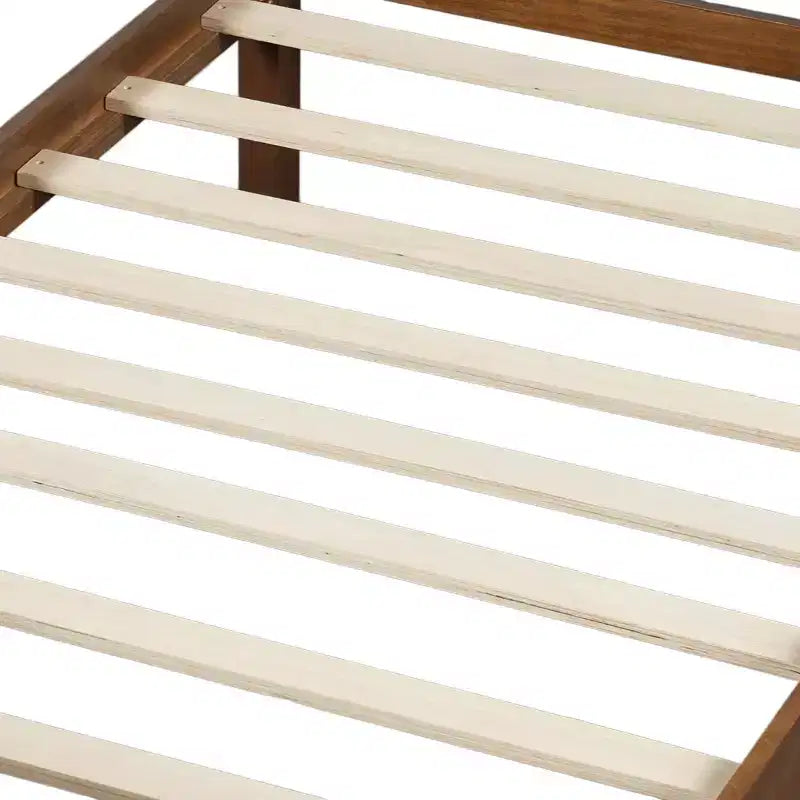 Cadre de lit double/grand lit/très grand lit avec tête de lit et pied de lit, lit plateforme de style ferme, support à lattes en bois, noyer - ModernLuxe