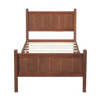 Cadre de lit double/grand lit/très grand lit avec tête de lit et pied de lit, lit plateforme de style ferme, support à lattes en bois, noyer - ModernLuxe