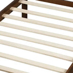 Cadre de lit double/grand lit/très grand lit avec tête de lit et pied de lit, lit plateforme de style ferme, support à lattes en bois, noyer - ModernLuxe