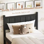 Cadre de lit double/grand lit/très grand lit avec tête de lit et pied de lit, lit plateforme de style ferme, support à lattes en bois, noyer - ModernLuxe