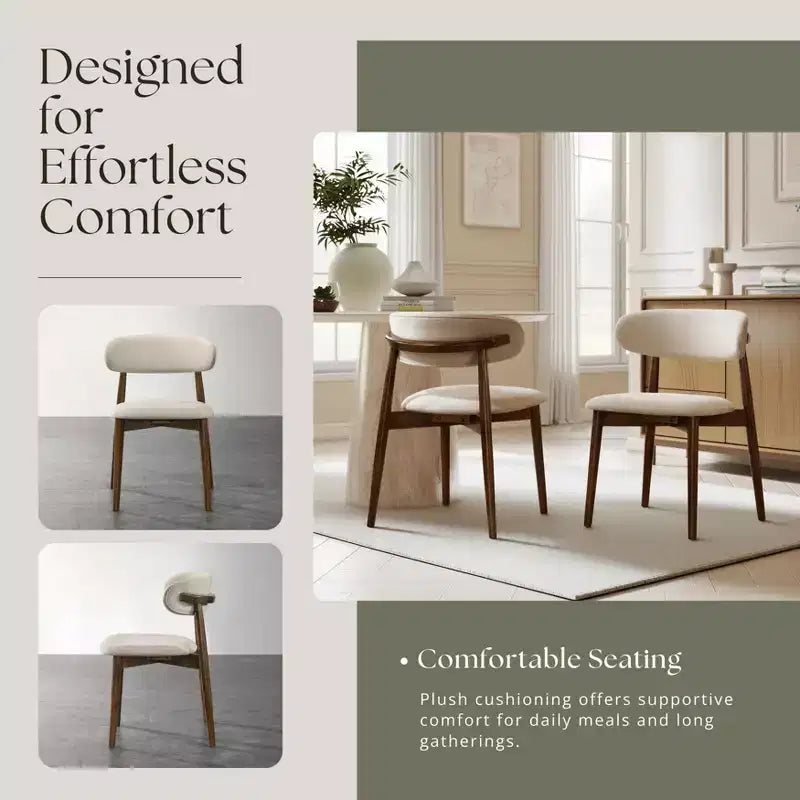 Chaises de salle à manger rembourrées Arnott de Roundhill Furniture, ensemble de 2, finition noyer