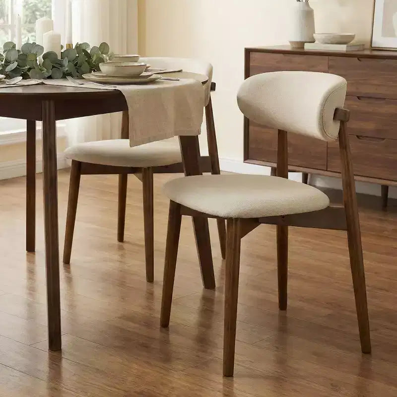 Chaises de salle à manger rembourrées Arnott de Roundhill Furniture, ensemble de 2, finition noyer