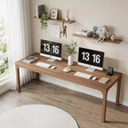 MAYEERTY 78,7 - Bureau double poste industriel extra long, bureau à domicile pour 2 personnes avec cadre métallique robuste, plateau de table en MDF capacité 90 kg