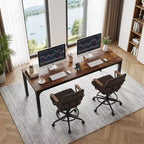 MAYEERTY 78,7 - Bureau double poste industriel extra long, bureau à domicile pour 2 personnes avec cadre métallique robuste, plateau de table en MDF capacité 90 kg