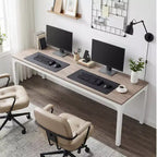 MAYEERTY 78,7 - Bureau double poste industriel extra long, bureau à domicile pour 2 personnes avec cadre métallique robuste, plateau de table en MDF capacité 90 kg