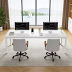 MAYEERTY 78,7 - Bureau double poste industriel extra long, bureau à domicile pour 2 personnes avec cadre métallique robuste, plateau de table en MDF capacité 90 kg
