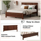 Lit plateforme ModernLuxe Queen/King Size avec tête de lit haute, cadre de lit en bois style ferme avec lumières LED et ports USB