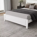 Lit plateforme ModernLuxe Queen/King Size avec tête de lit haute, cadre de lit en bois style ferme avec lumières LED et ports USB