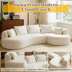 Dyonery 122 Canapé Sectionnel Modulaire Courbe pour Salon, Grand Canapé Nuage Moderne, Canapé Boucle sans Os 4 Places avec Assise Extra Profonde, Facile à Monter