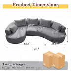 Dyonery 122 Canapé Sectionnel Modulaire Courbe pour Salon, Grand Canapé Nuage Moderne, Canapé Boucle sans Os 4 Places avec Assise Extra Profonde, Facile à Monter