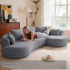 Dyonery 122 Canapé Sectionnel Modulaire Courbe pour Salon, Grand Canapé Nuage Moderne, Canapé Boucle sans Os 4 Places avec Assise Extra Profonde, Facile à Monter