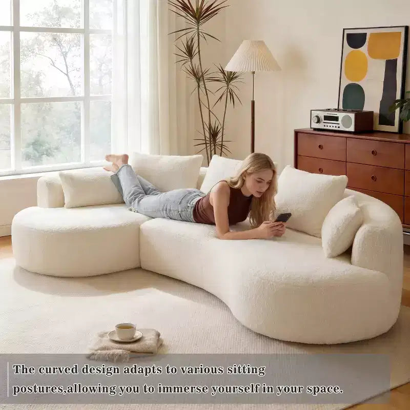 Dyonery 122 Canapé Sectionnel Modulaire Courbe pour Salon, Grand Canapé Nuage Moderne, Canapé Boucle sans Os 4 Places avec Assise Extra Profonde, Facile à Monter