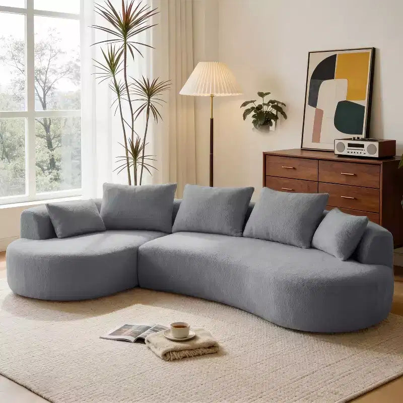 Dyonery 122 Canapé Sectionnel Modulaire Courbe pour Salon, Grand Canapé Nuage Moderne, Canapé Boucle sans Os 4 Places avec Assise Extra Profonde, Facile à Monter