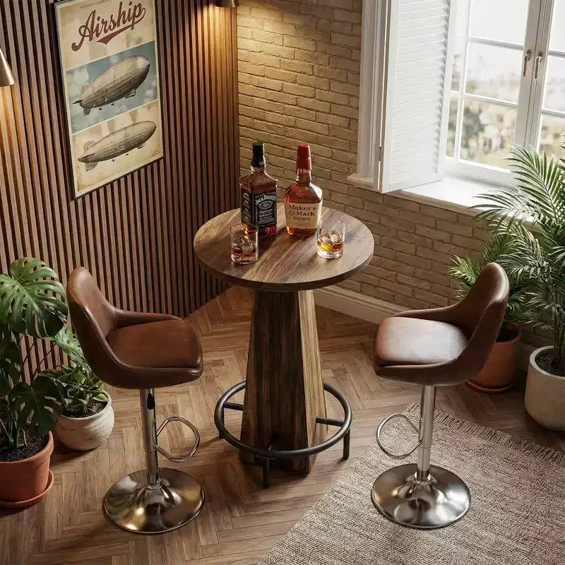 Table de pub cocktail ronde MAYEERTY 23.7, table moderne rustique peu encombrante pour bar à domicile et salon de bureau, conception stable anti-oscillation