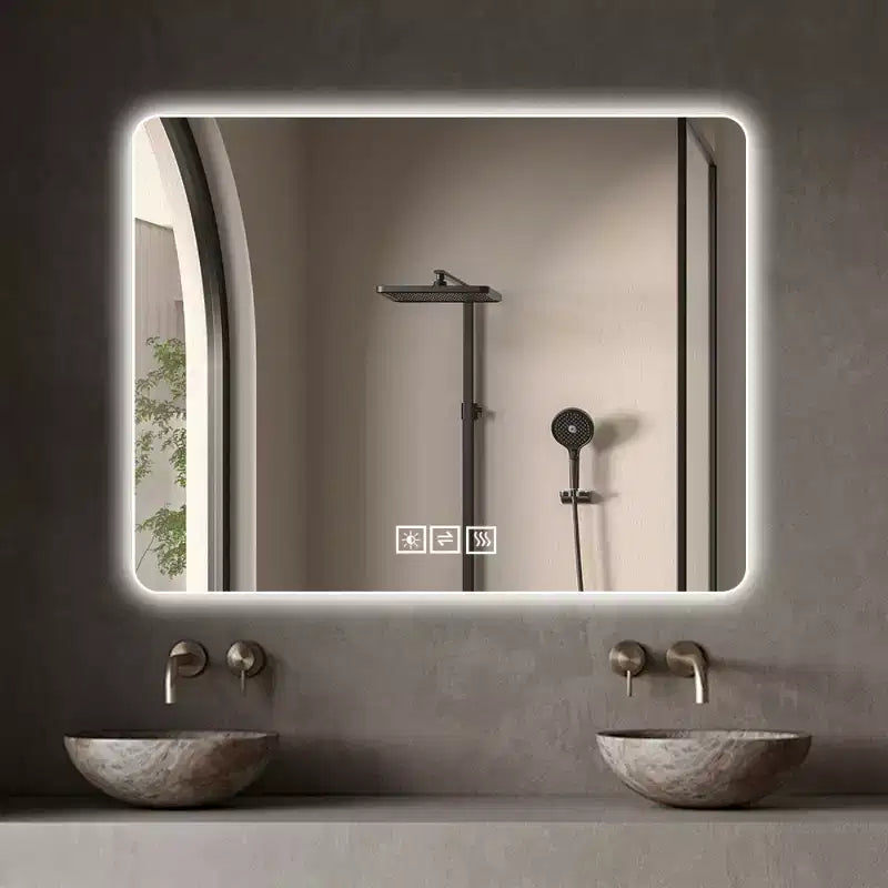 Miroir de courtoisie LED pour salle de bain avec lumière, antibuée, miroir de maquillage dimmable trois couleurs pour salle de bain, chambre ou dressing-Panipeachy