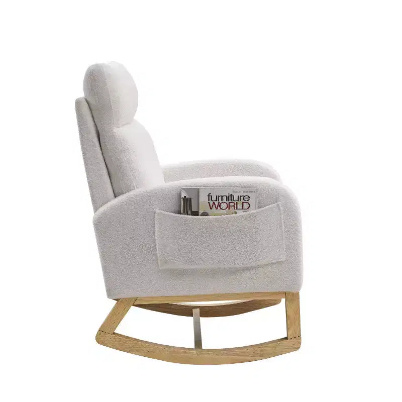 Fauteuil à bascule Accent de 27,6 W, fauteuil avec dossier haut et 2 poches latérales, fauteuil à bascule pour chambre d'enfant - ModernLuxe