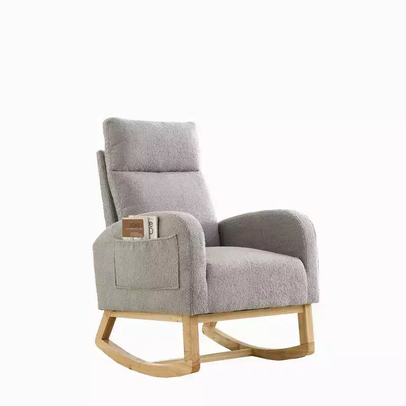 Fauteuil à bascule Accent de 27,6 W, fauteuil avec dossier haut et 2 poches latérales, fauteuil à bascule pour chambre d'enfant - ModernLuxe