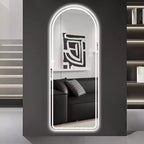 Miroir de courtoisie moderne LED pleine longueur, arqué, avec lumières dimmables, autoportant ou mural pour chambre, maquillage, dressing-Panipeachy