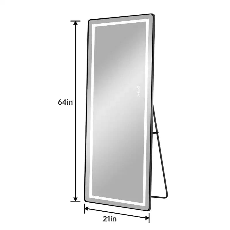 Miroir LED vertical pleine longueur avec support, autoportant ou mural, miroir de vanité moderne pour chambre et dressing-Panipeachy