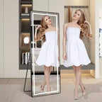 Miroir LED vertical pleine longueur avec support, autoportant ou mural, miroir de vanité moderne pour chambre et dressing-Panipeachy