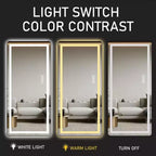 Miroir LED vertical pleine longueur avec support, autoportant ou mural, miroir de vanité moderne pour chambre et dressing-Panipeachy