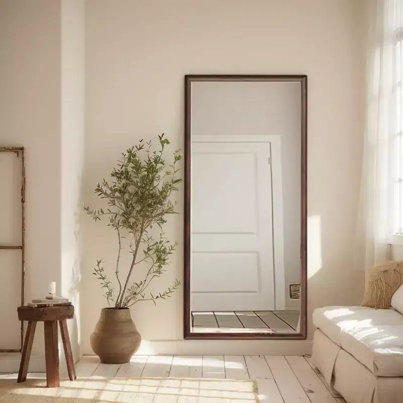 Miroir mural pleine longueur avec cadre, miroir de sol moderne pleine longueur pour chambre à coucher, dressing, grand miroir sur pied-Panipeachy