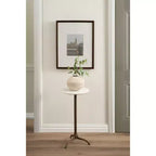 Table d'appoint ronde en marbre et métal Henshall de Kate et Laurel, blanc et bronze, 12x12x24