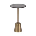 Kate and Laurel Tira Round Marble and Metal Side Table, Black, 14x14x24