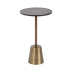 Kate and Laurel Tira Round Marble and Metal Side Table, Black, 14x14x24