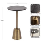 Table d'appoint ronde en marbre et métal Tira de Kate et Laurel, noire, 14x14x24